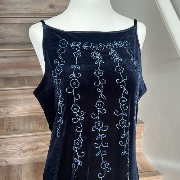 Jessica Dresses & Skirts - Vintage Blue Velvet Embroidered Maxi Dress
